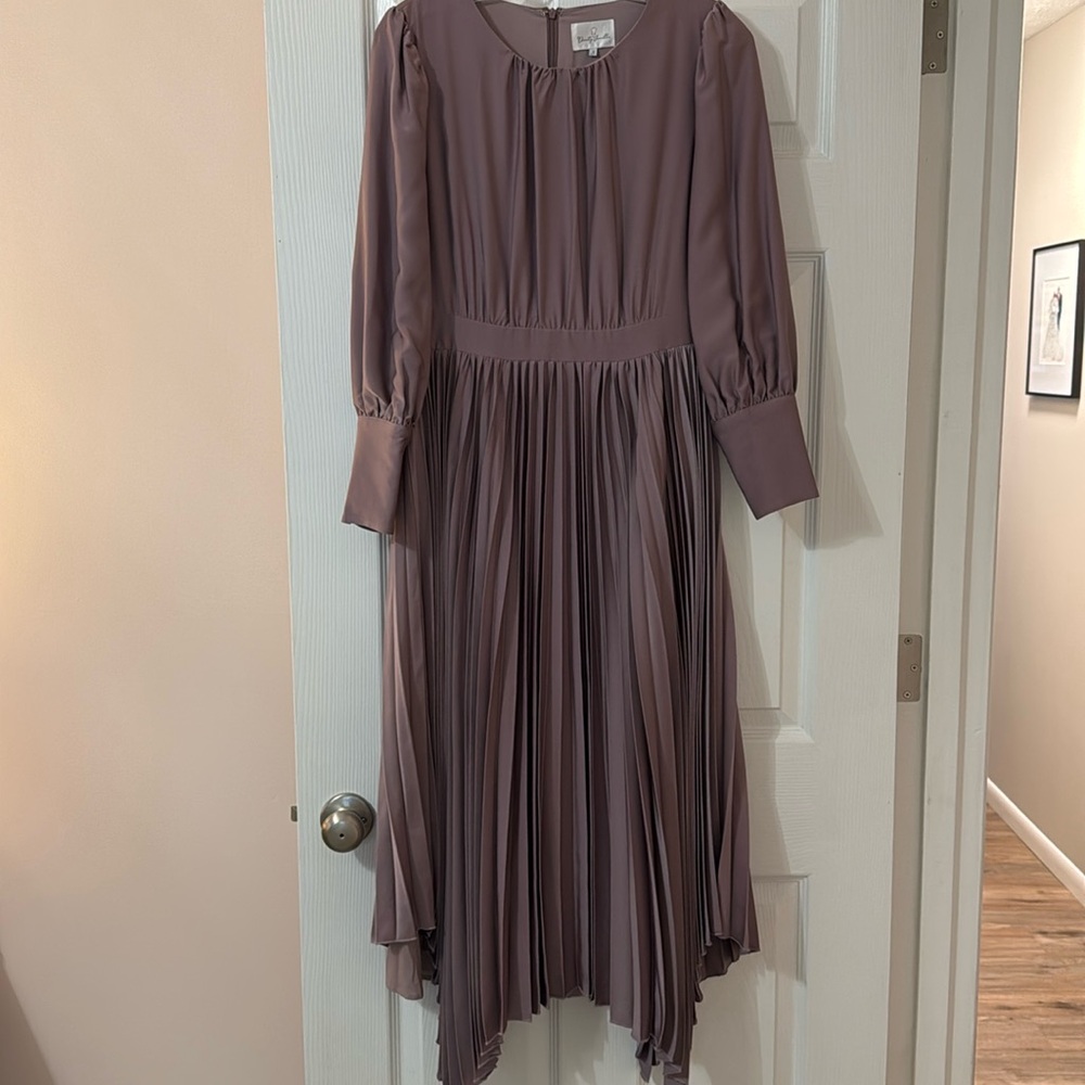 Dainty Jewells Mauve Long Sleeve Pleated Midi Dress